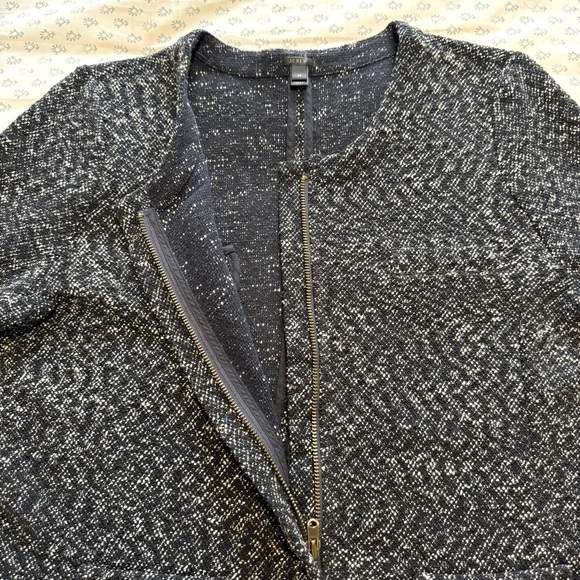 J. Crew Navy Blue and White Micro Tweed Sweater Jacket Size Medium - Picture 3 of 7